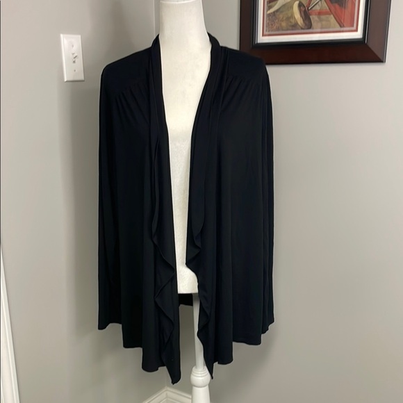J JIll Black Waterfall cardigan sweater size XL Lightweight - Picture 1 of 6